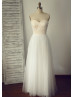 Strapless Sweetheart Ivory Lace Tulle Minimalist Wedding Dress